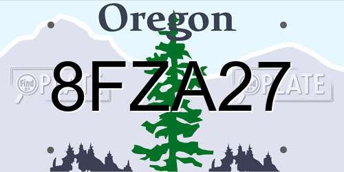 8FZA27 Oregon License Plate