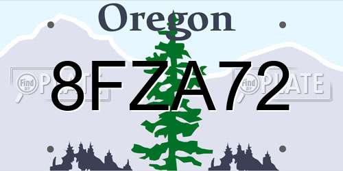 8FZA72 Oregon License Plate