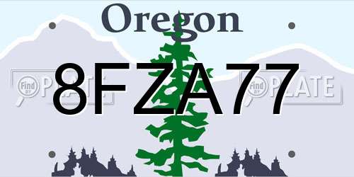8FZA77 Oregon License Plate