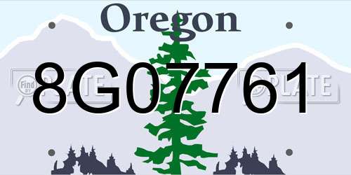 8G07761 Oregon License Plate
