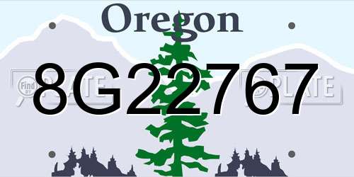 8G22767 Oregon License Plate