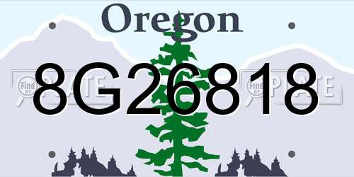 8G26818 Oregon License Plate