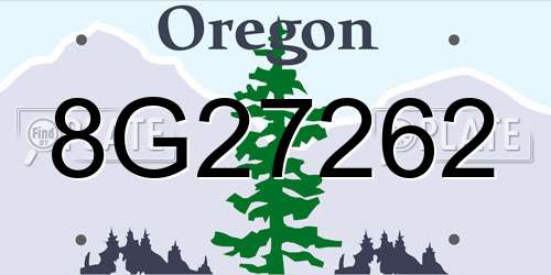 8G27262 Oregon License Plate