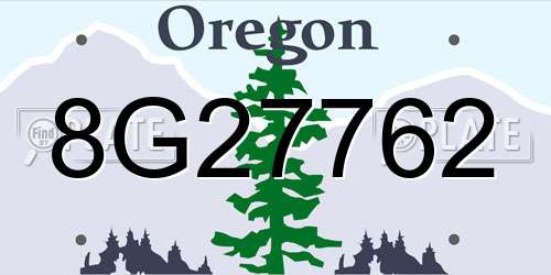 8G27762 Oregon License Plate