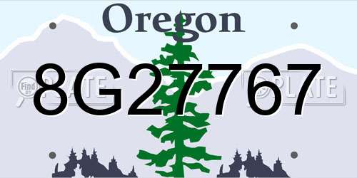 8G27767 Oregon License Plate