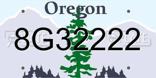 8G32222 Oregon License Plate