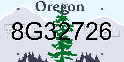 8G32726 Oregon License Plate