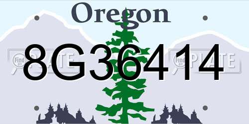 8G36414 Oregon License Plate