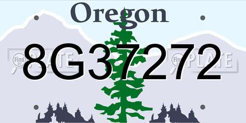 8G37272 Oregon License Plate