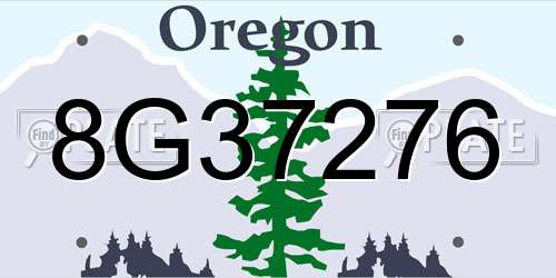 8G37276 Oregon License Plate