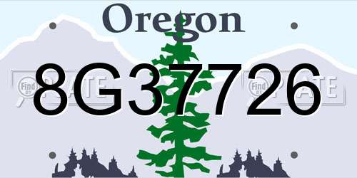 8G37726 Oregon License Plate