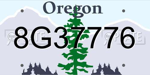 8G37776 Oregon License Plate