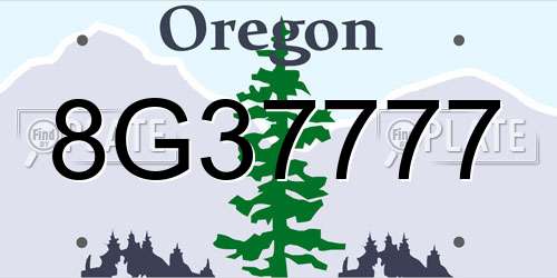 8G37777 Oregon License Plate