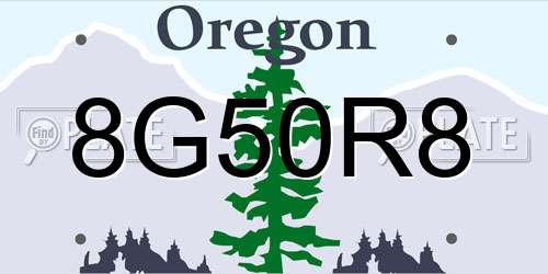 8G50R8 Oregon License Plate