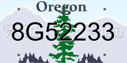 8G52233 Oregon License Plate