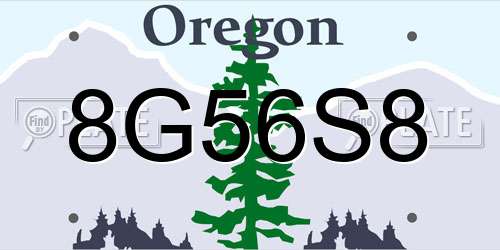 8G56S8 Oregon License Plate