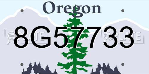 8G57733 Oregon License Plate