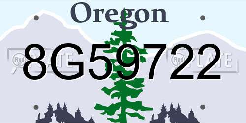 8G59722 Oregon License Plate