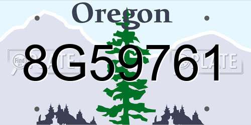 8G59761 Oregon License Plate