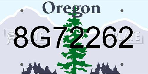 8G72262 Oregon License Plate