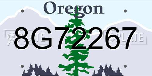 8G72267 Oregon License Plate
