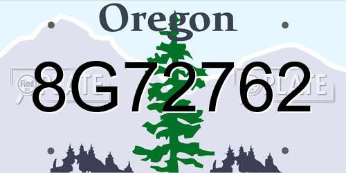8G72762 Oregon License Plate