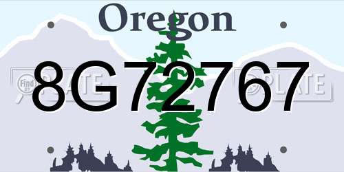 8G72767 Oregon License Plate