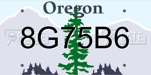 8G75B6 Oregon License Plate