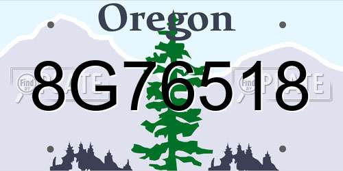 8G76518 Oregon License Plate