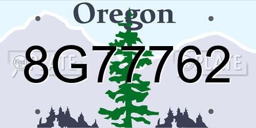 8G77762 Oregon License Plate