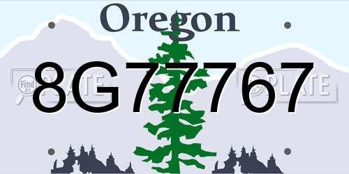 8G77767 Oregon License Plate