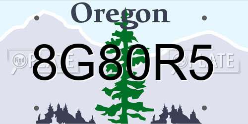 8G80R5 Oregon License Plate