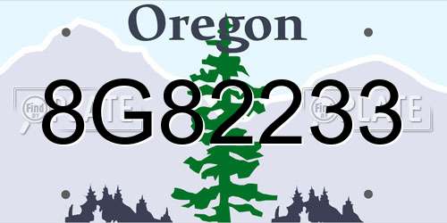 8G82233 Oregon License Plate