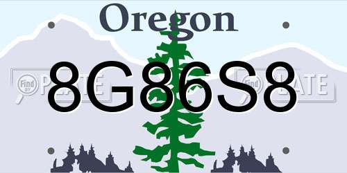 8G86S8 Oregon License Plate