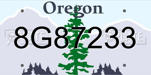 8G87233 Oregon License Plate
