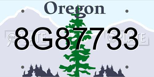 8G87733 Oregon License Plate
