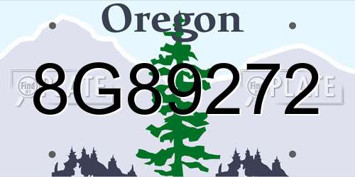 8G89272 Oregon License Plate