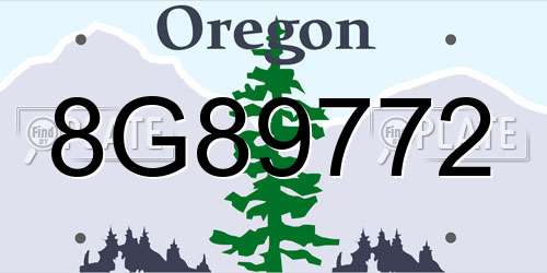 8G89772 Oregon License Plate