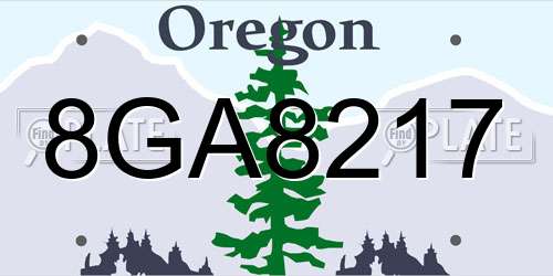 8GA8217 Oregon License Plate
