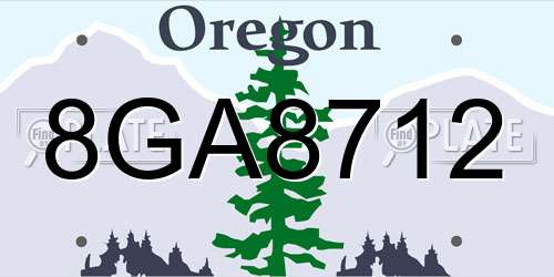 8GA8712 Oregon License Plate