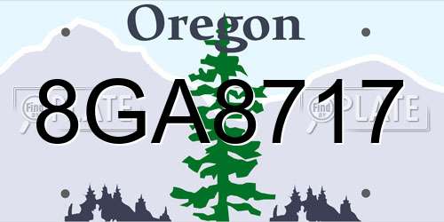 8GA8717 Oregon License Plate