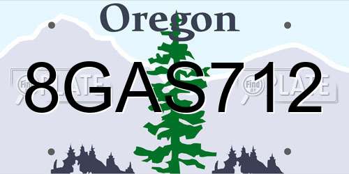 8GAS712 Oregon License Plate