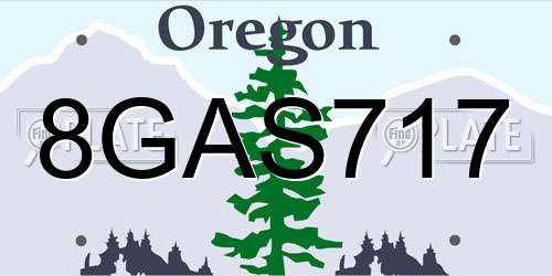 8GAS717 Oregon License Plate