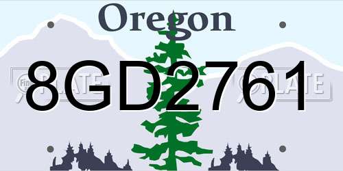 8GD2761 Oregon License Plate
