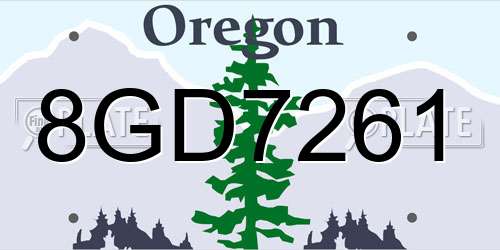 8GD7261 Oregon License Plate