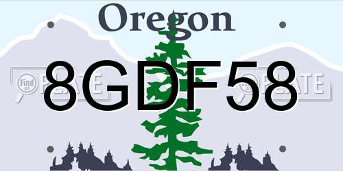 8GDF58 Oregon License Plate
