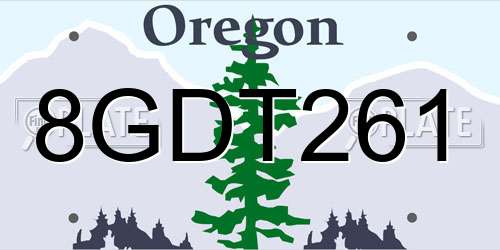 8GDT261 Oregon License Plate
