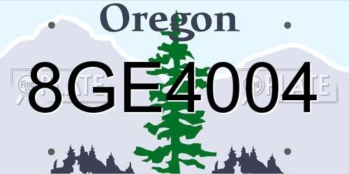 8GE4004 Oregon License Plate