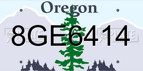 8GE6414 Oregon License Plate