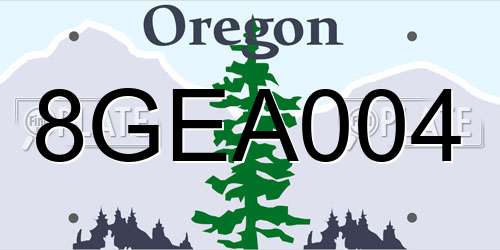 8GEA004 Oregon License Plate
